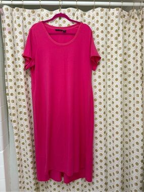 H by Halston Bright Fuchsia Scoop Neck Tee Dress